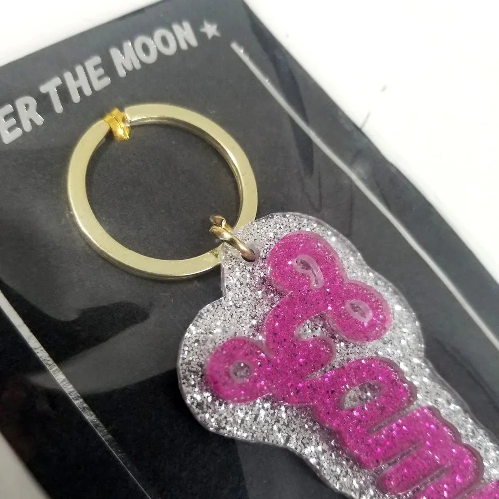 NWT Over The Moon Greek GAMMA PHI Glitter‎ Keychain